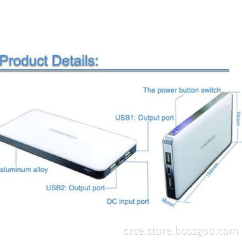 Power bank, 12800mAh, metal cover, dual USB, ultra-slim, PB19